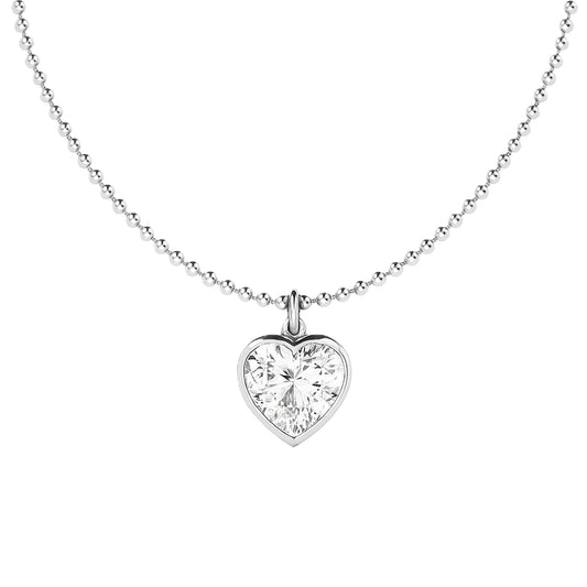 Bezel Heart Beaded Chain Necklace