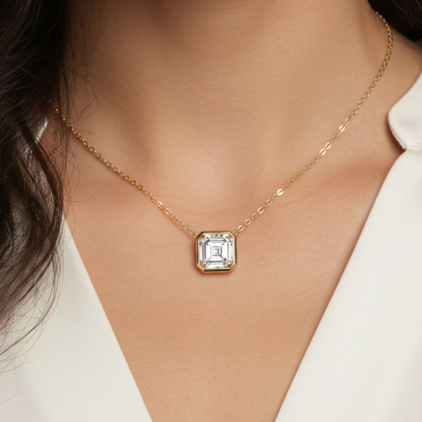 Bezel Asscher Necklace
