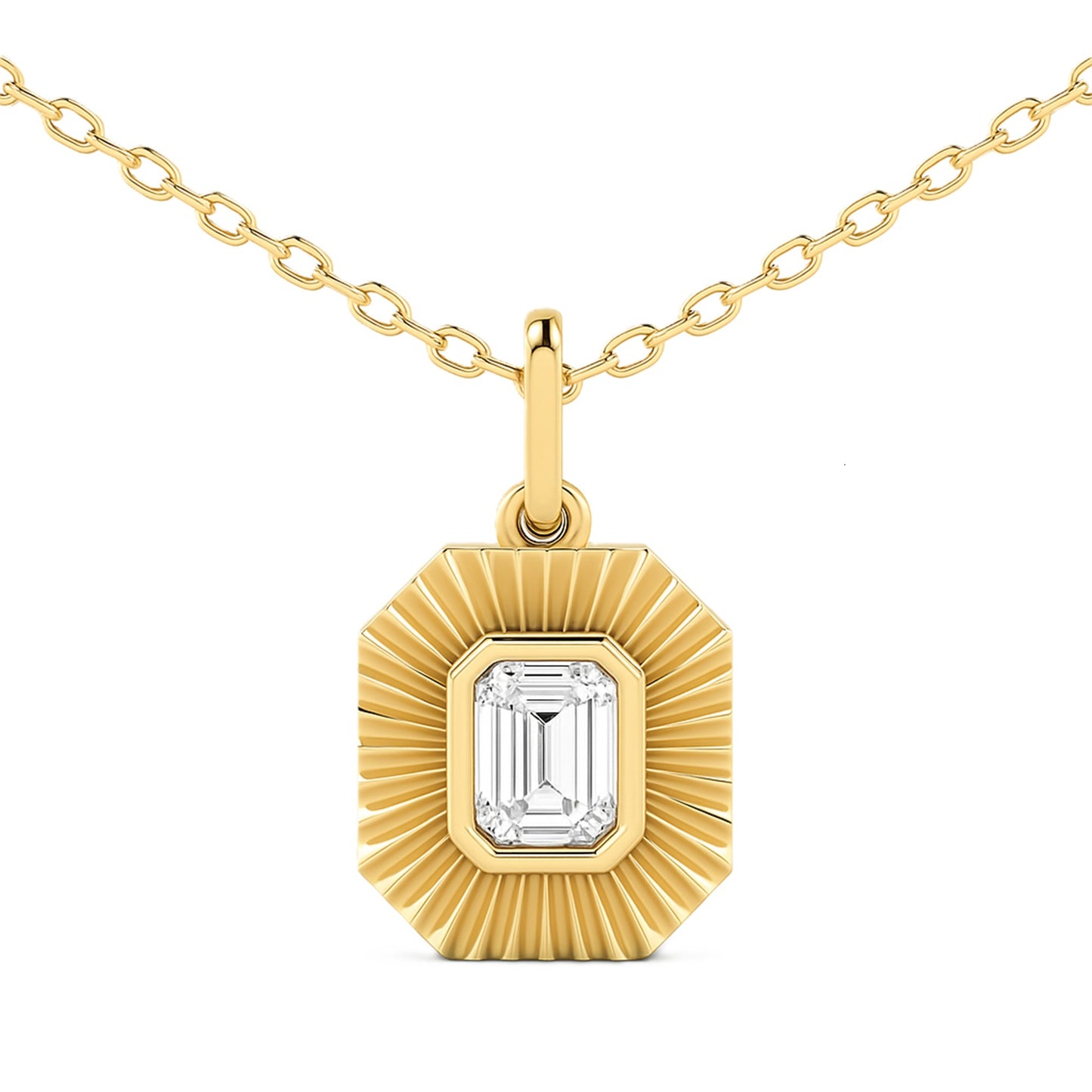 Fluted Bezel Lab Diamond Necklace