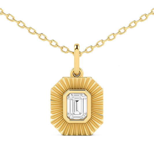 Fluted Bezel Lab Diamond Necklace