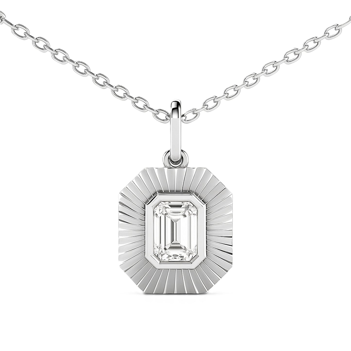 Fluted Bezel Lab Diamond Necklace