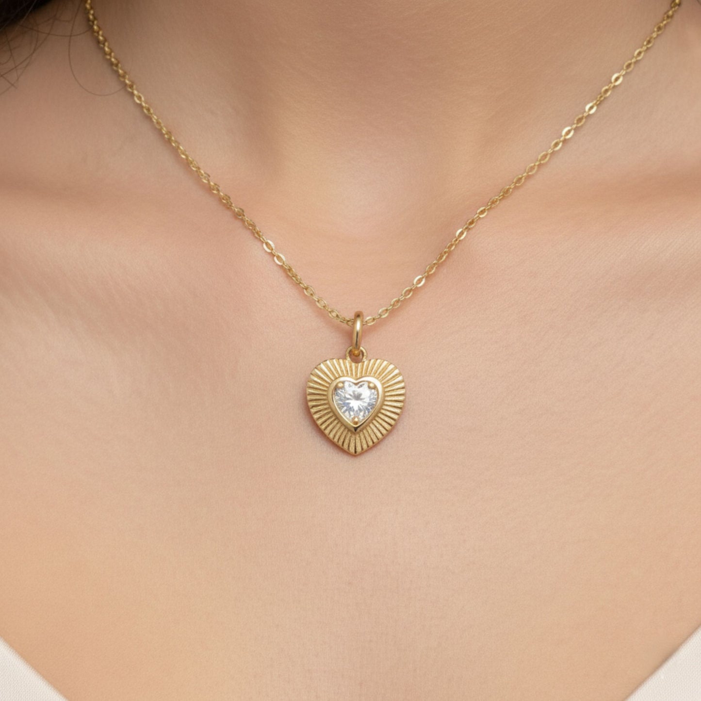 Fluted Bezel Lab Diamond Necklace