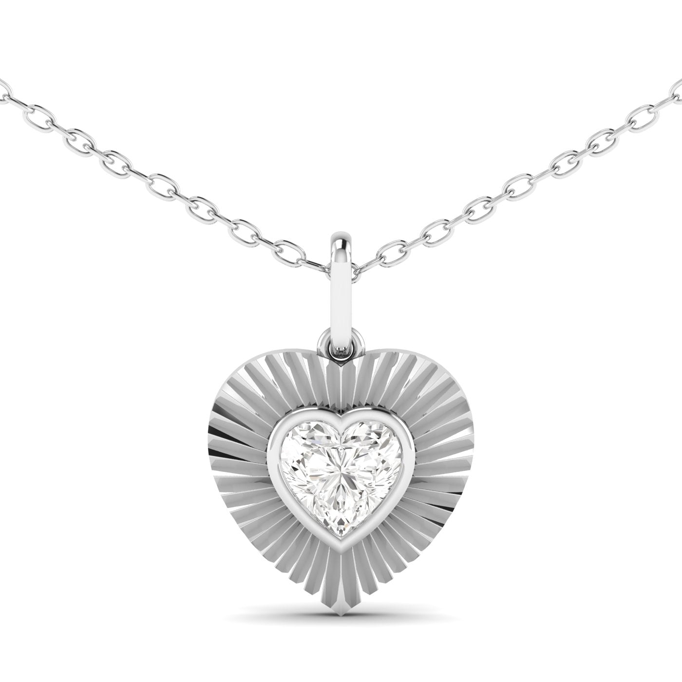 Fluted Bezel Lab Diamond Necklace