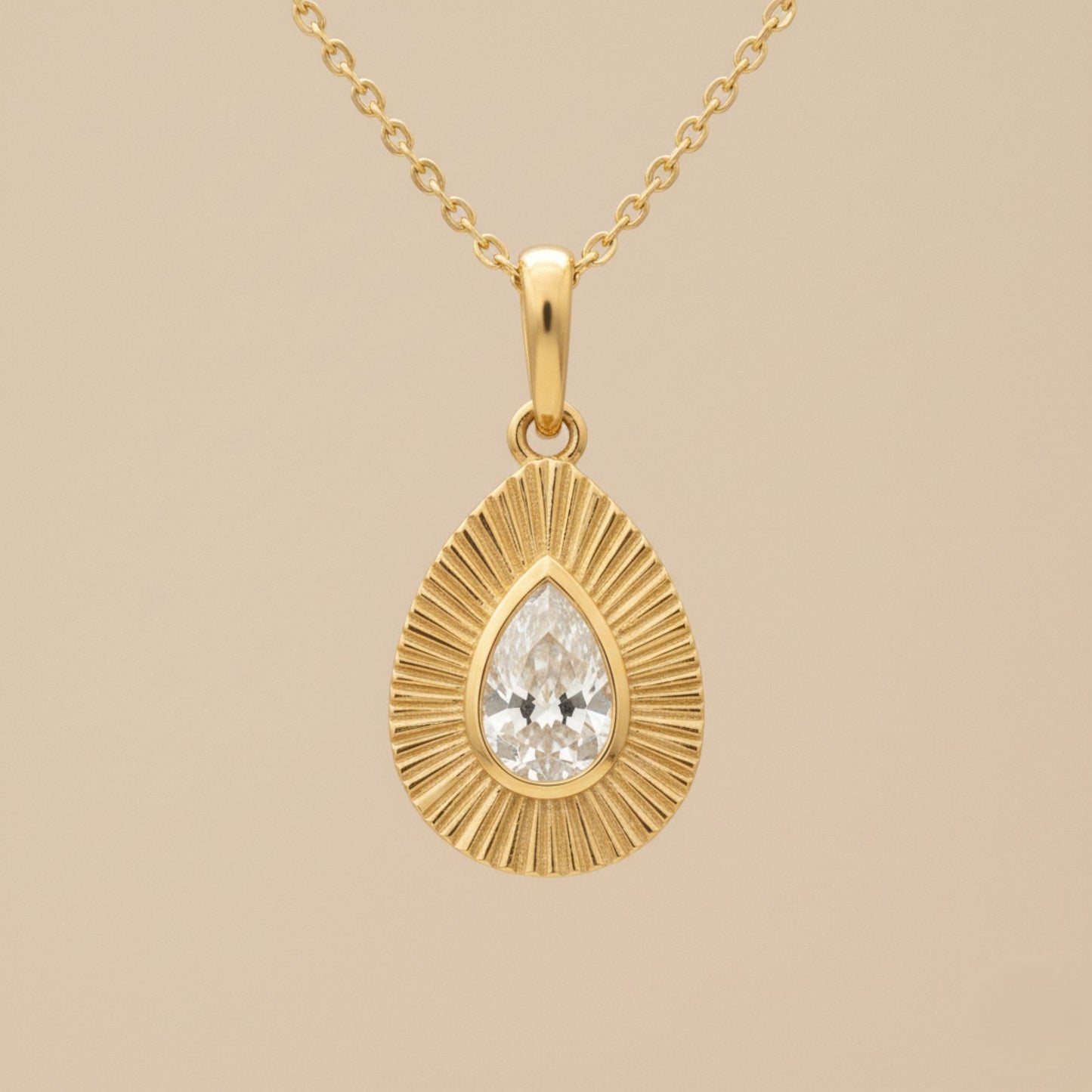 Fluted Bezel Lab Diamond Necklace
