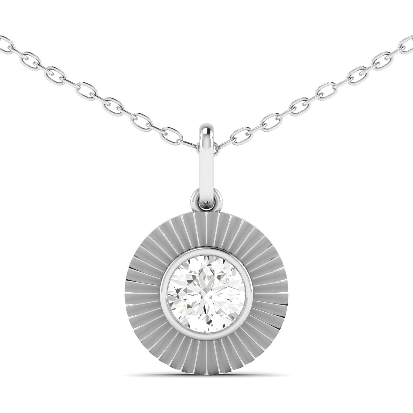 Fluted Bezel Lab Diamond Necklace
