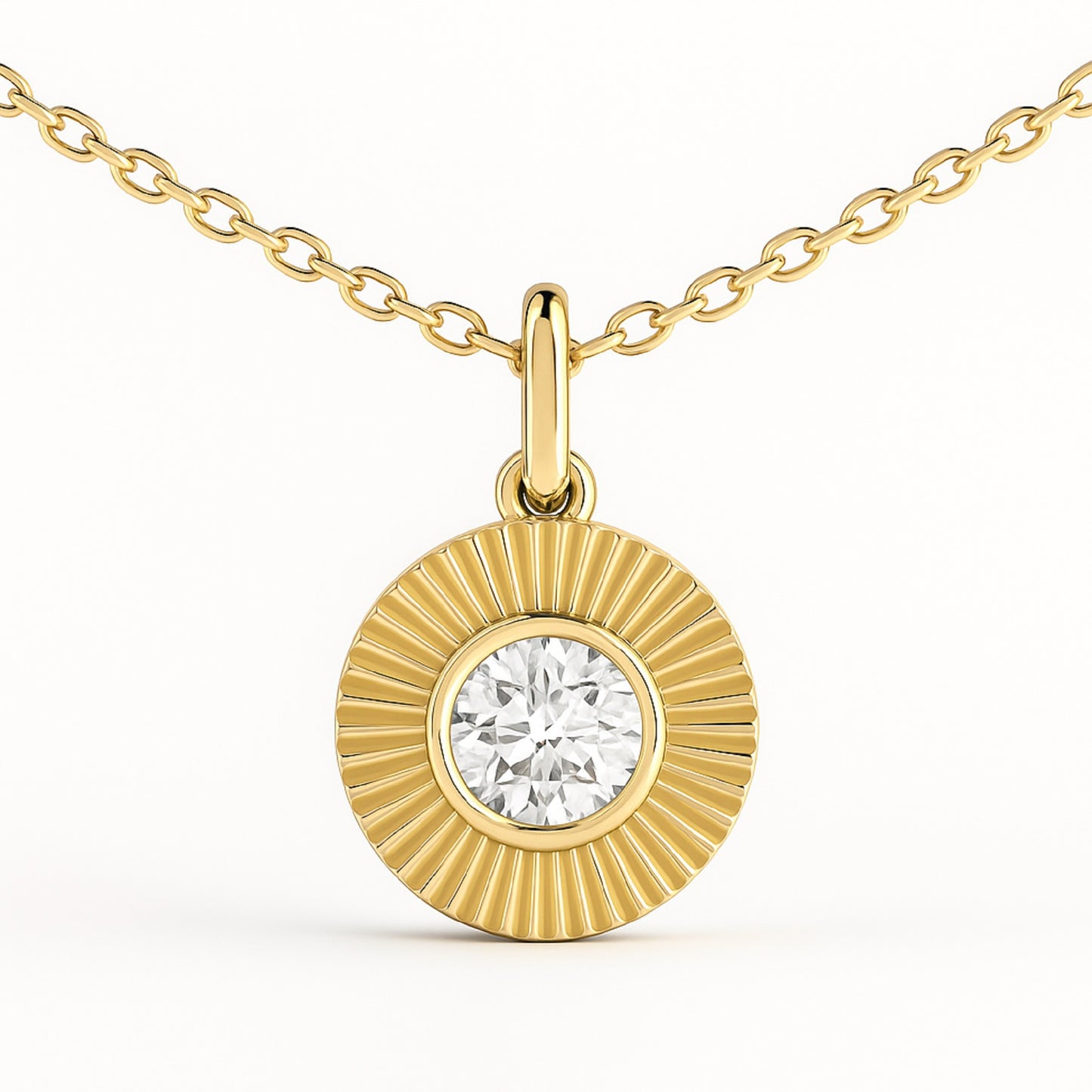 Fluted Bezel Lab Diamond Necklace