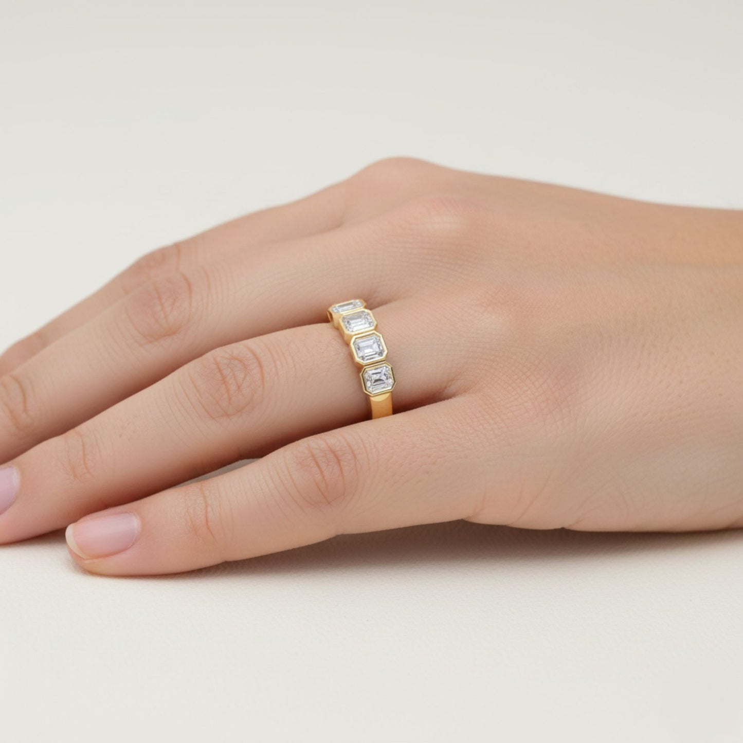 Bezel Emerald Lab Diamond Ring