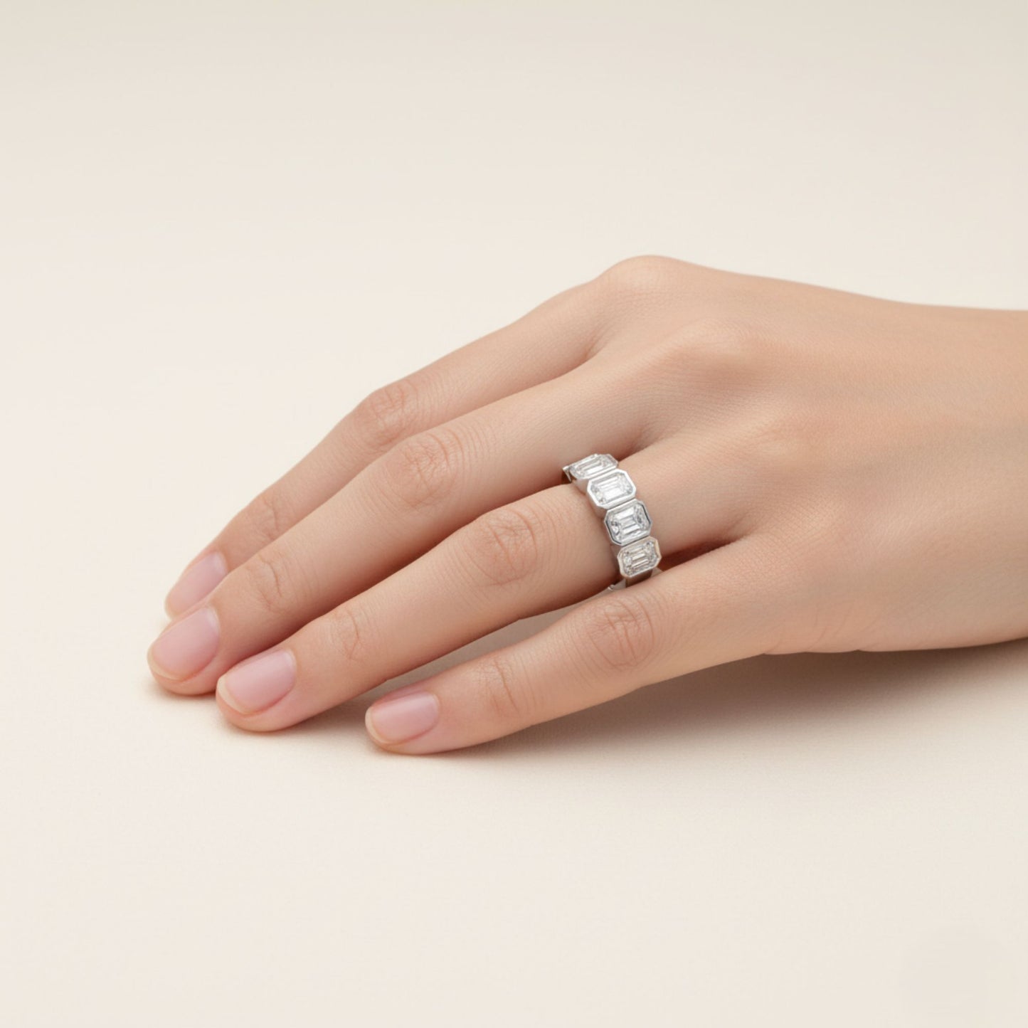 Bezel Emerald Lab Diamond Ring