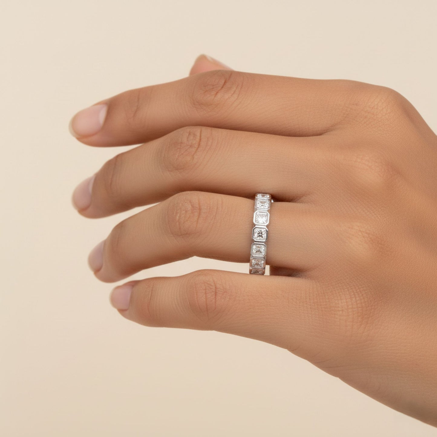 Bezel Asscher Lab Diamond Ring