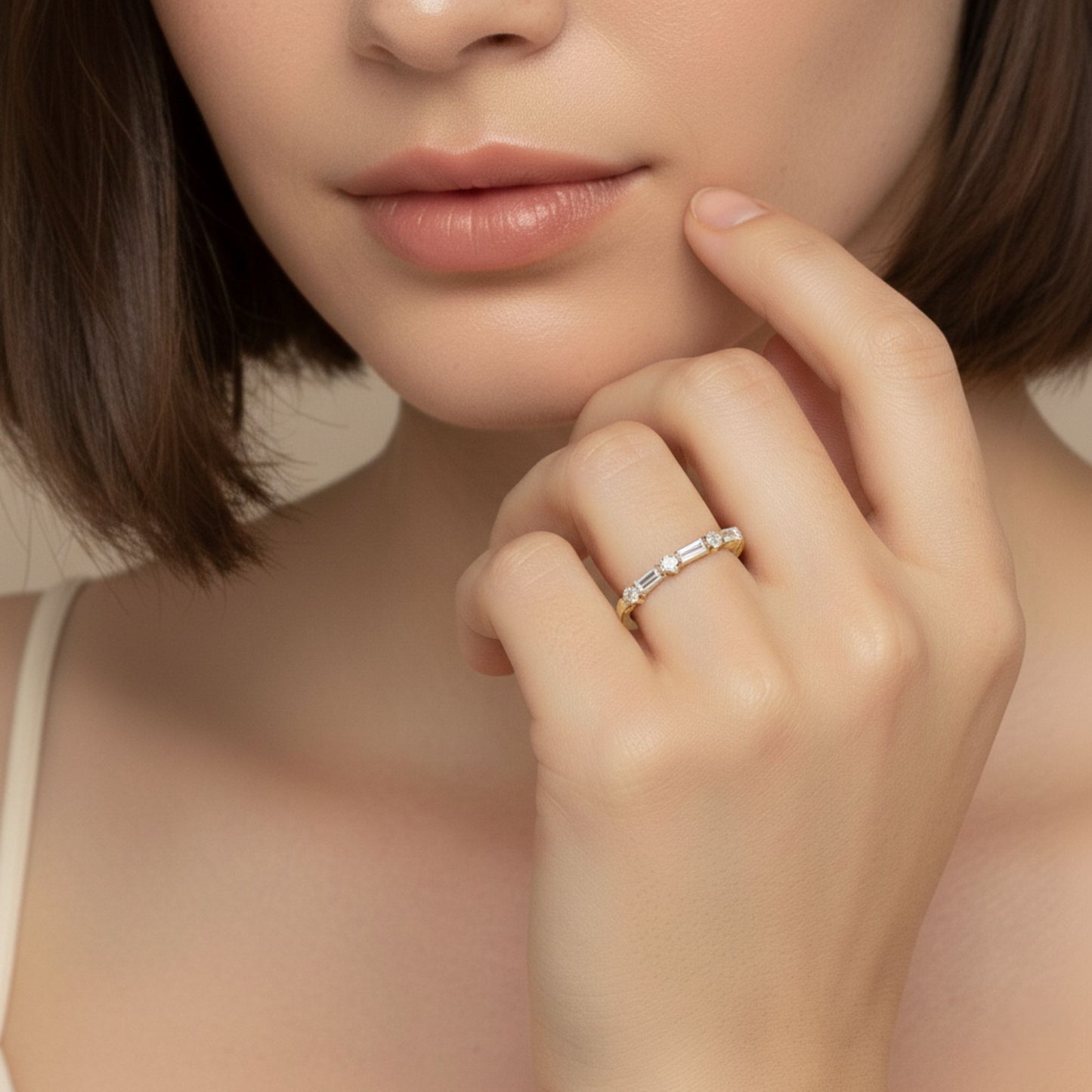 Round & Baguette Lab Diamond Ring