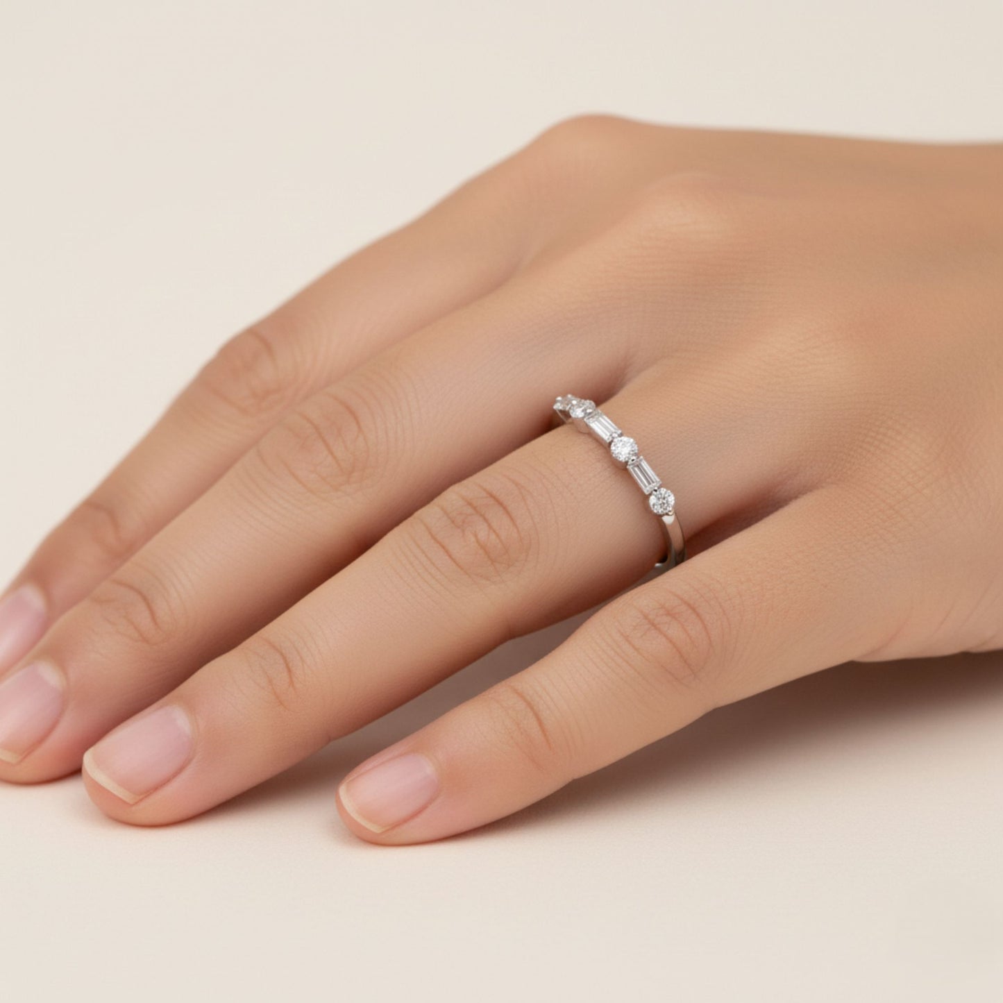 Round & Baguette Lab Diamond Ring