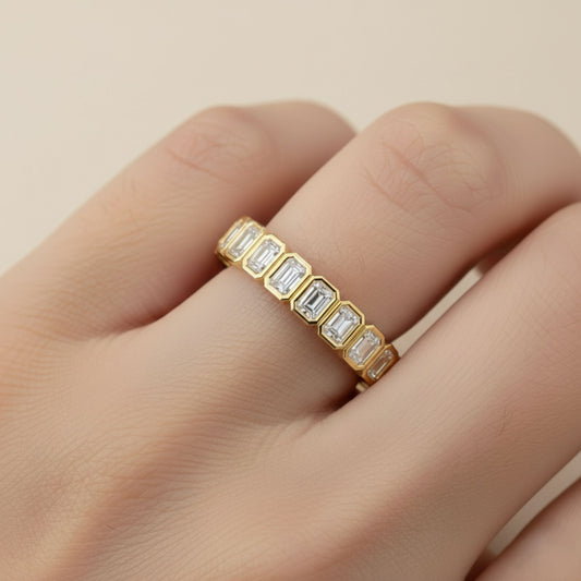 Bezel Emerald Lab Diamond Ring