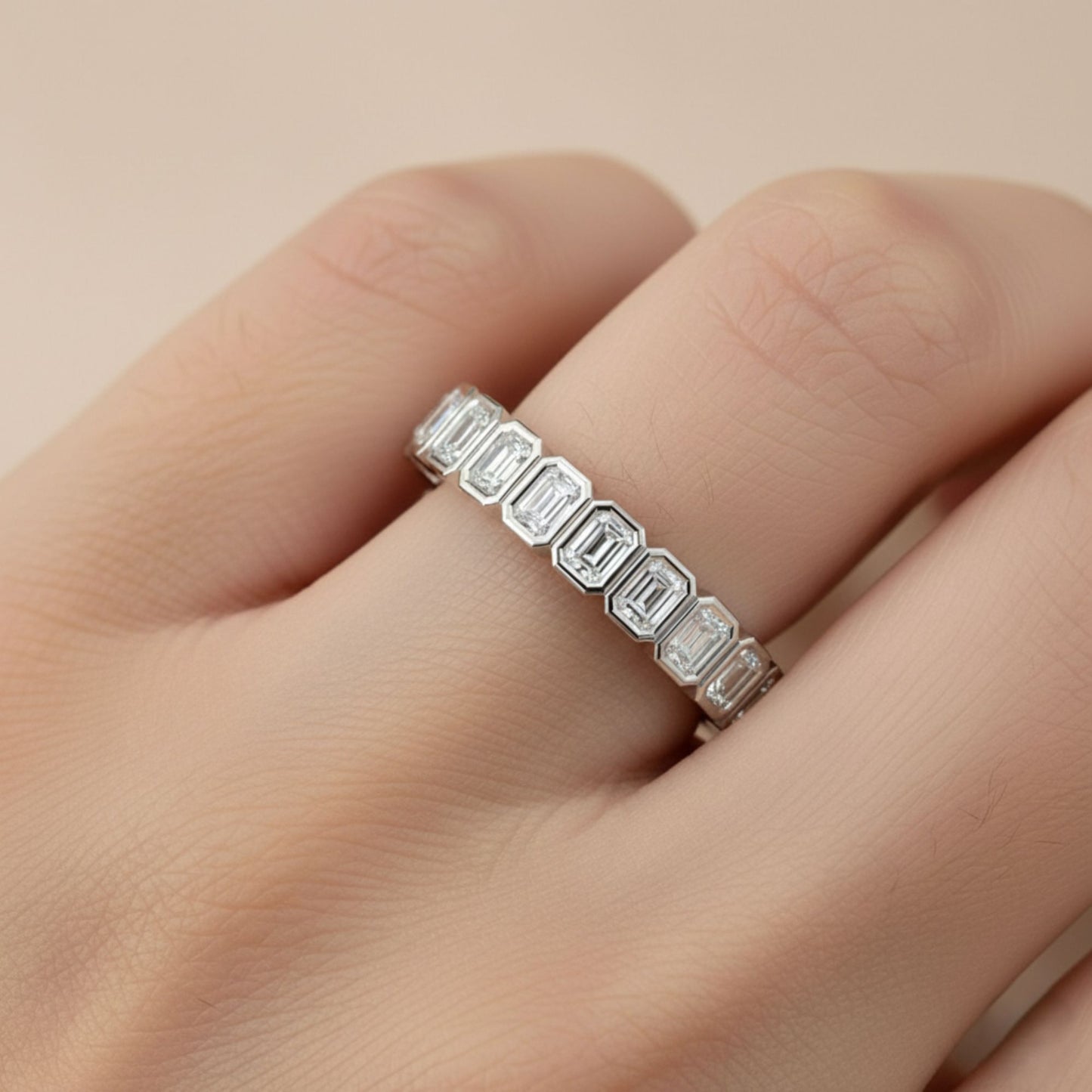 Bezel Emerald Lab Diamond Ring