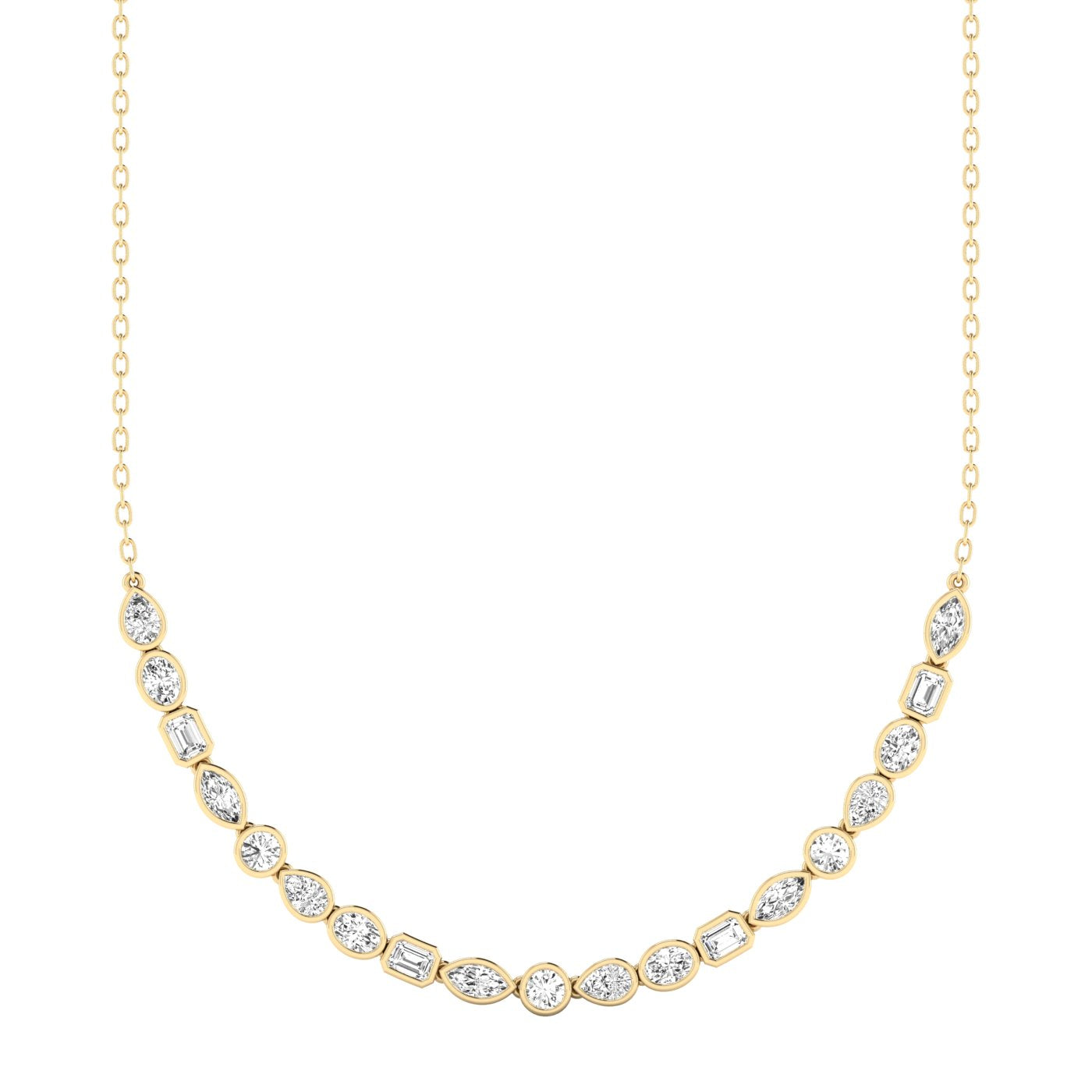 Multi Shape Bezel Lab Diamond Necklace Carbon House