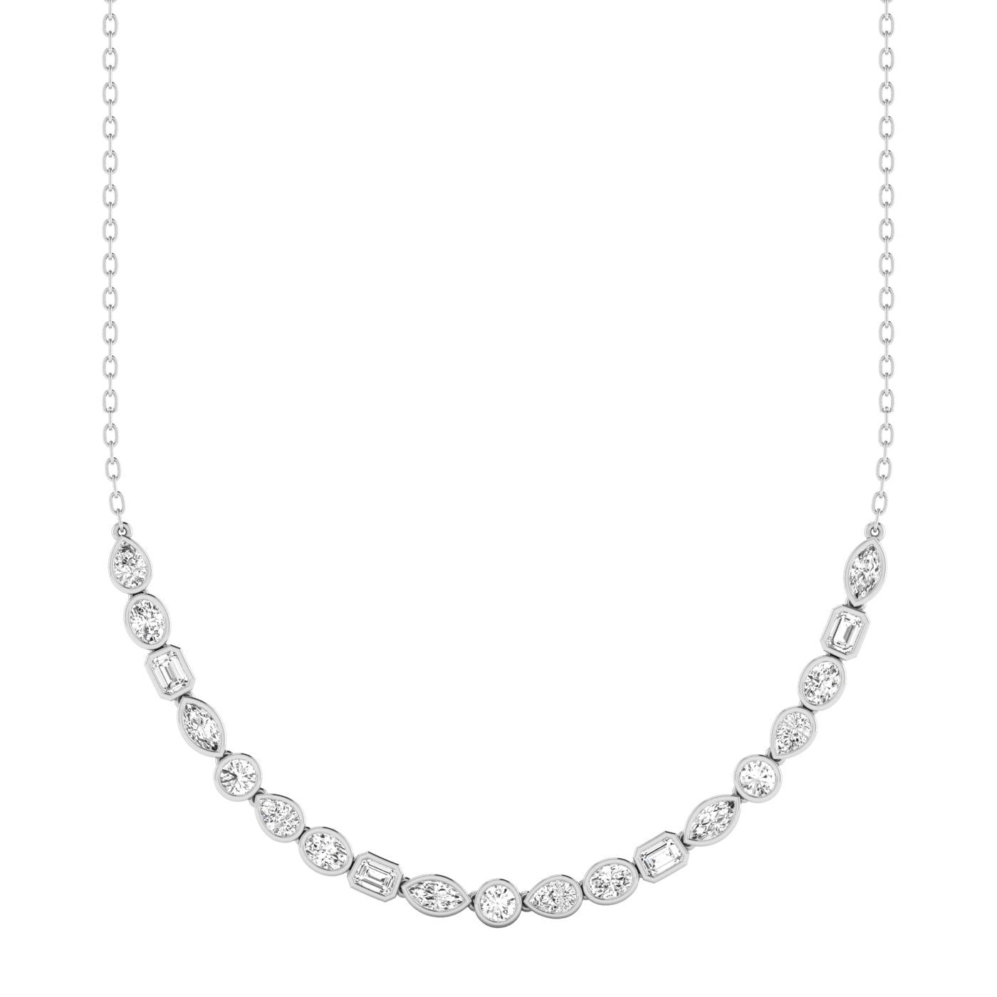 Multi Shape Bezel Lab Diamond Necklace Carbon House