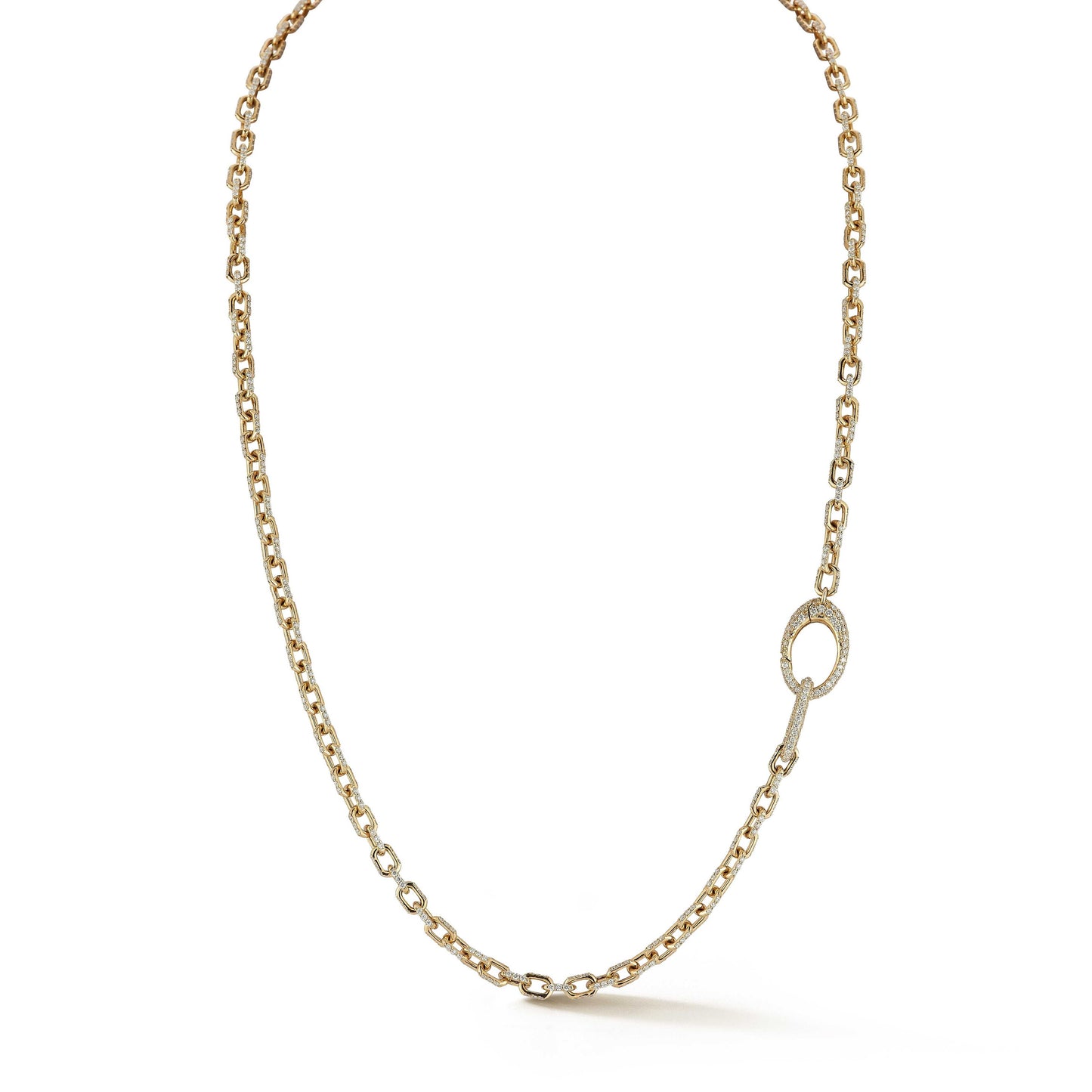 Gold Natural Diamond Pave Link & Clasp Necklace Carbon House