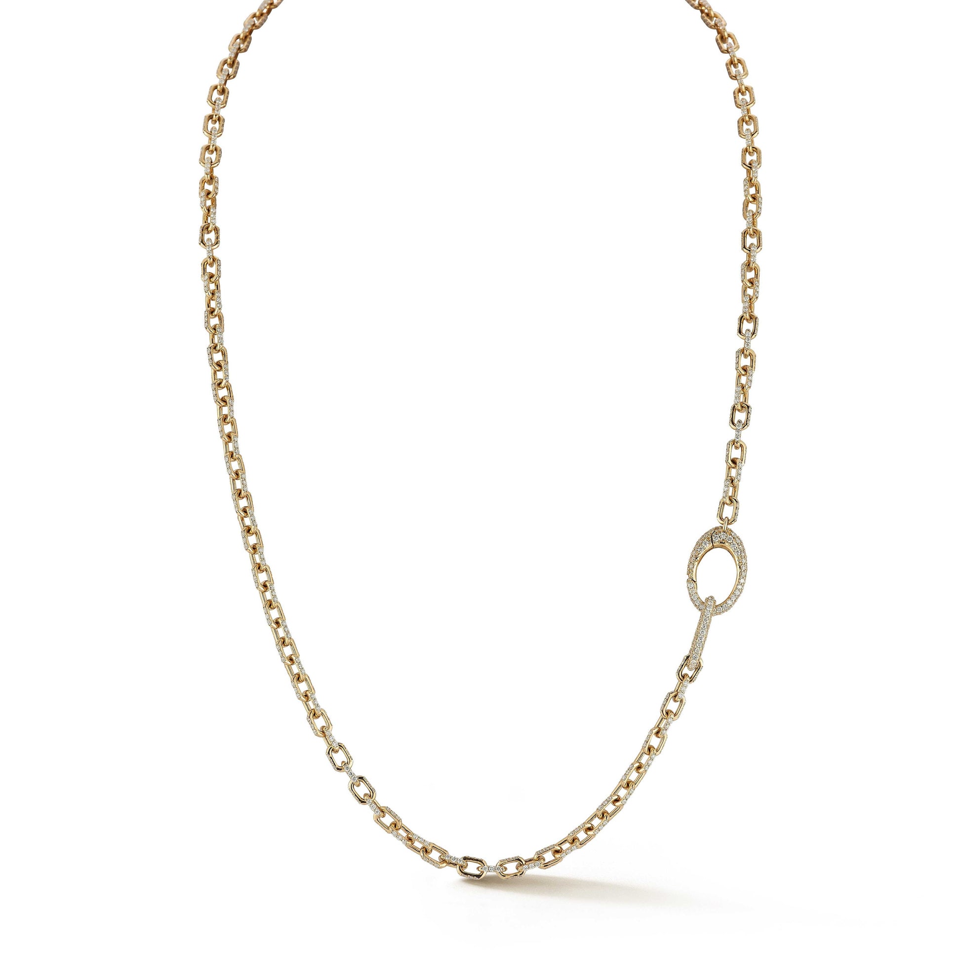 Gold Natural Diamond Pave Link & Clasp Necklace Carbon House