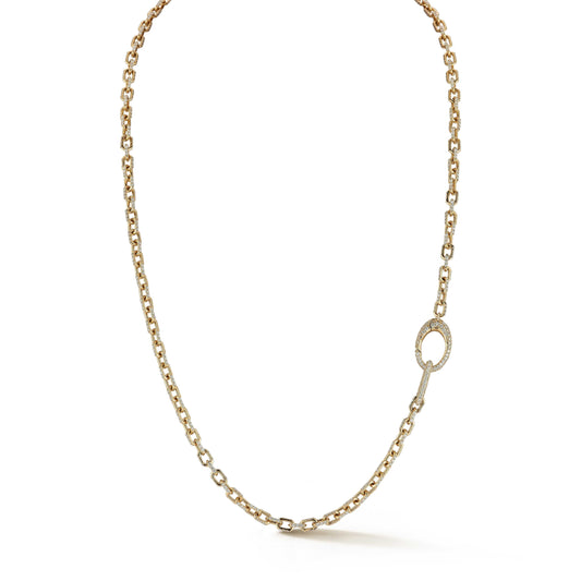 Gold Natural Diamond Pave Link & Clasp Necklace Carbon House