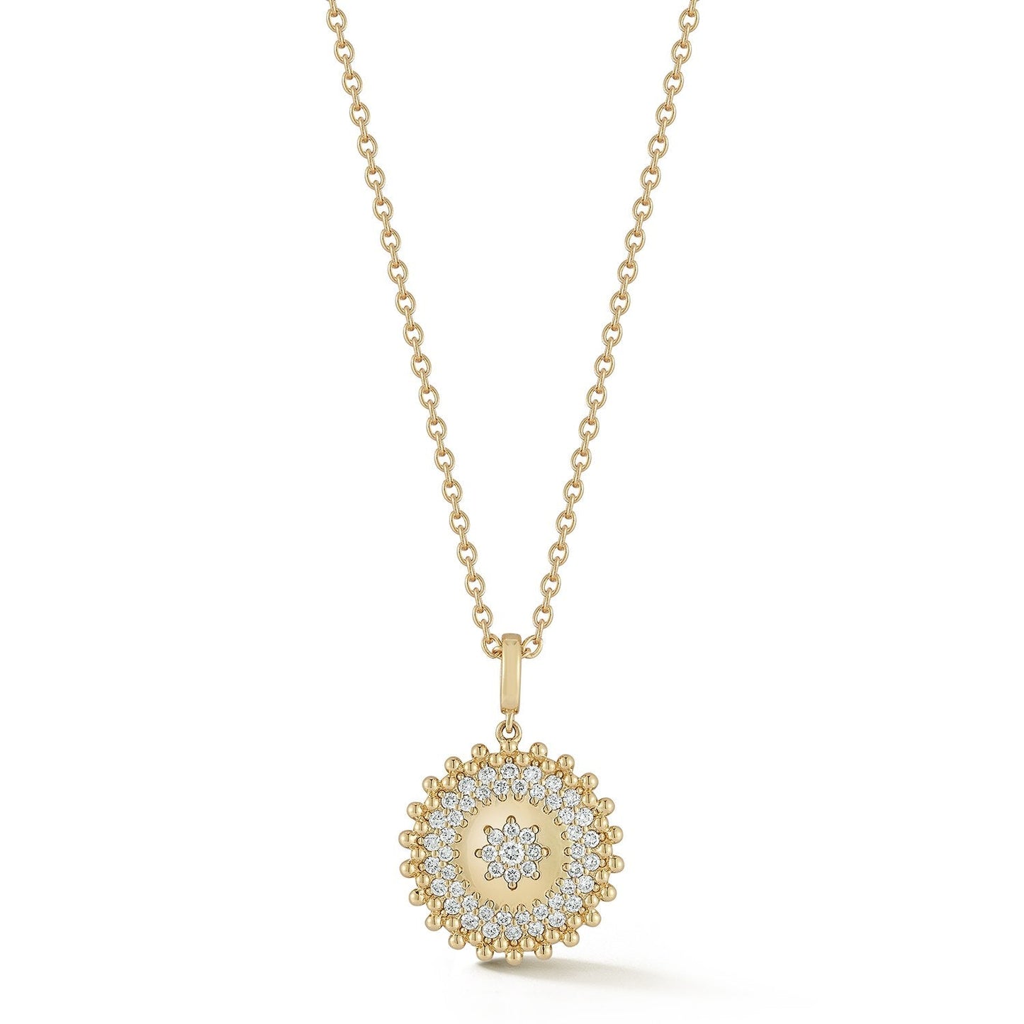 Medallion Beaded Flower Natural Diamond Necklace Carbon House