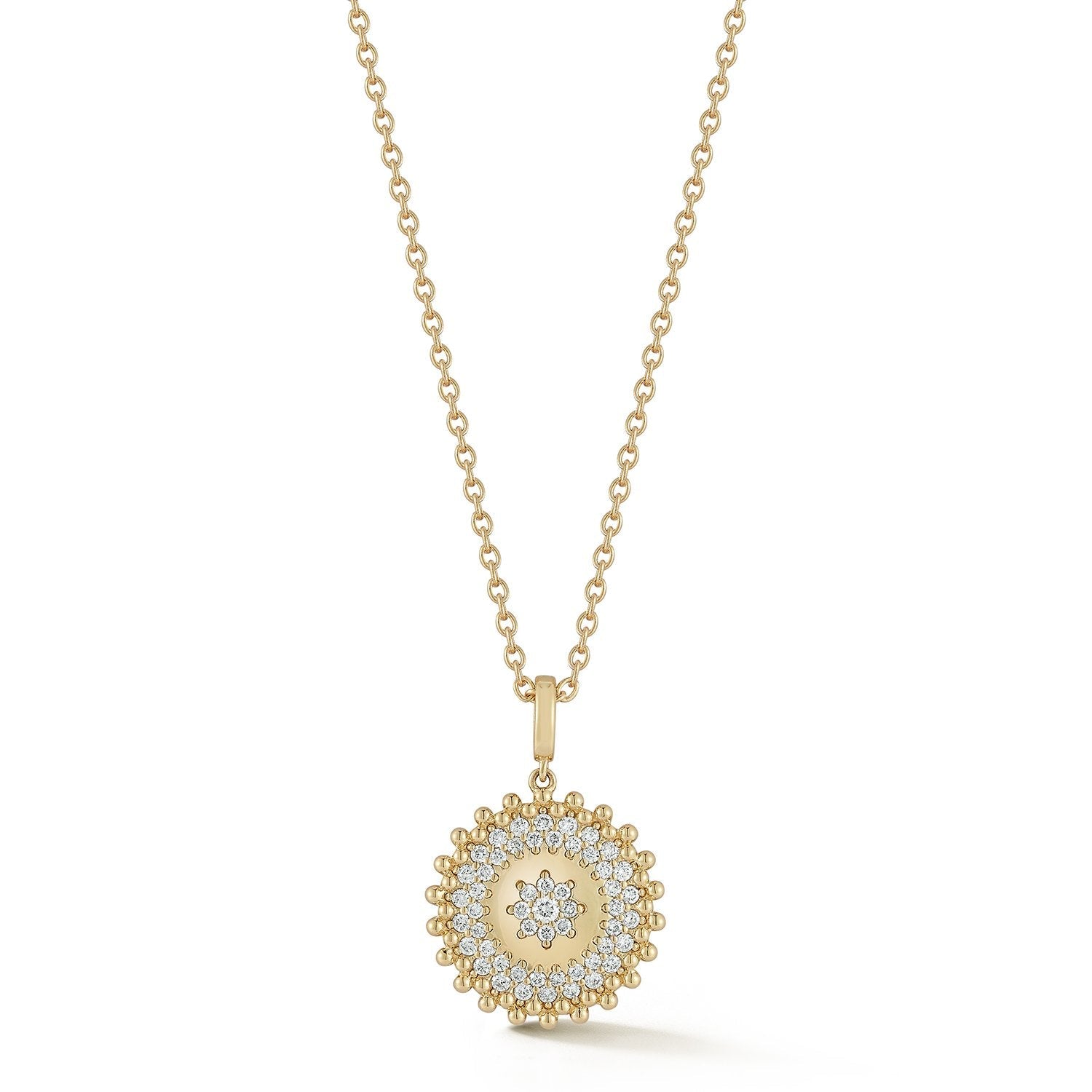 Medallion Beaded Flower Natural Diamond Necklace Carbon House