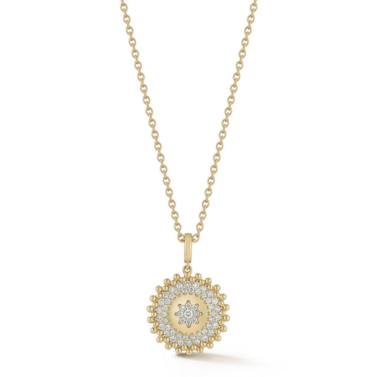 Medallion Beaded Flower Natural Diamond Necklace Carbon House