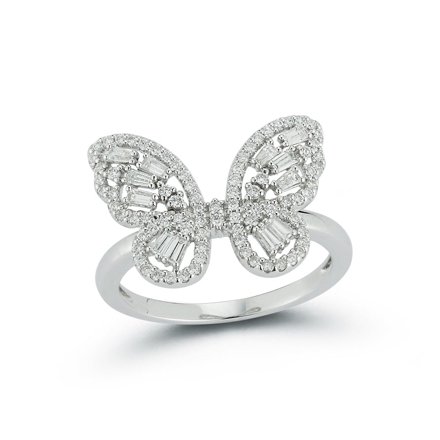 Round & Baguette Butterfly Natural Diamond Ring Carbon House