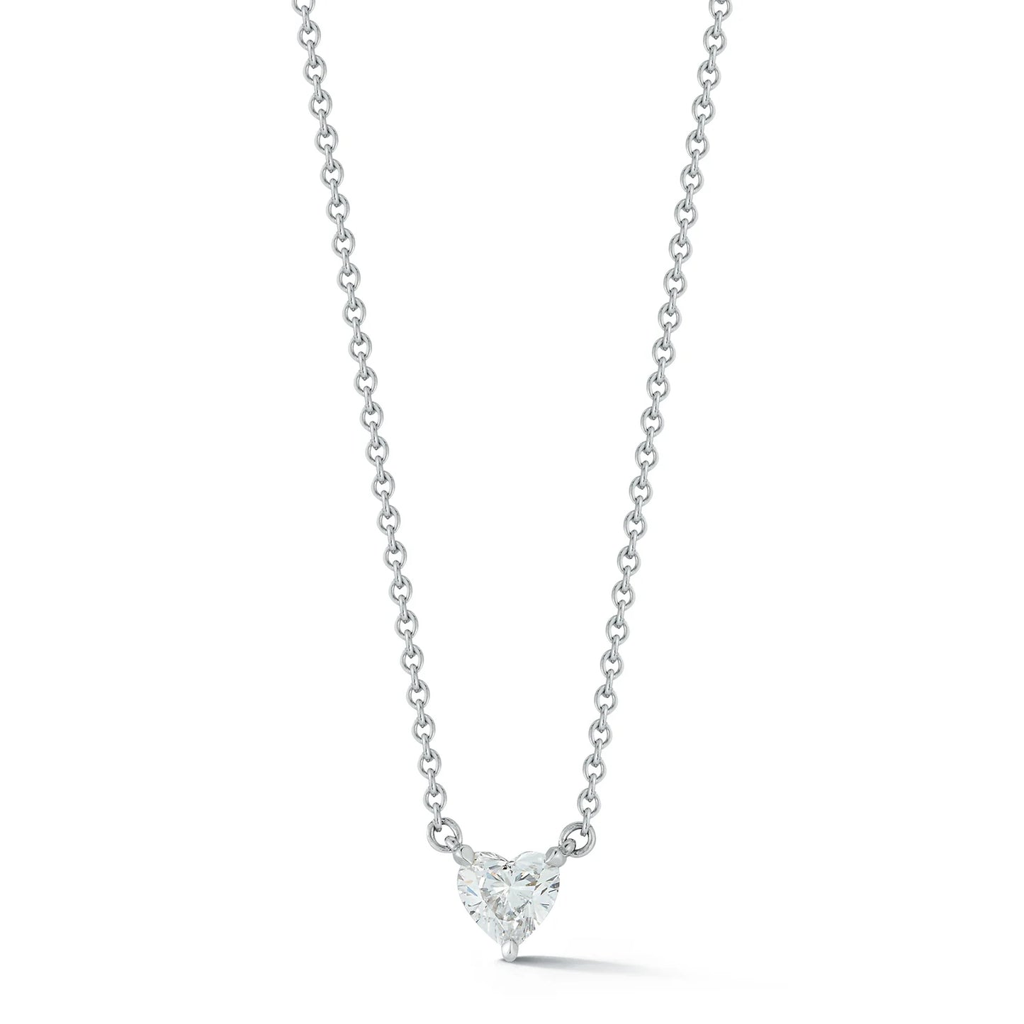 Three Prong Martini Natural Diamond Heart Solitaire Necklace