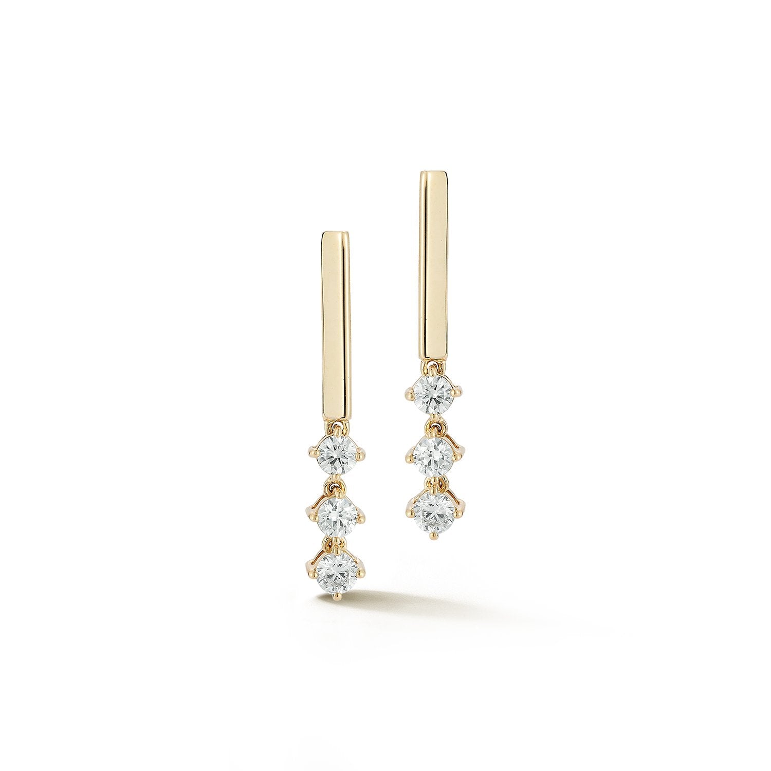 Natural Three Diamond Bar Earrings Carbon House
