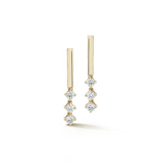 Natural Three Diamond Bar Earrings Carbon House
