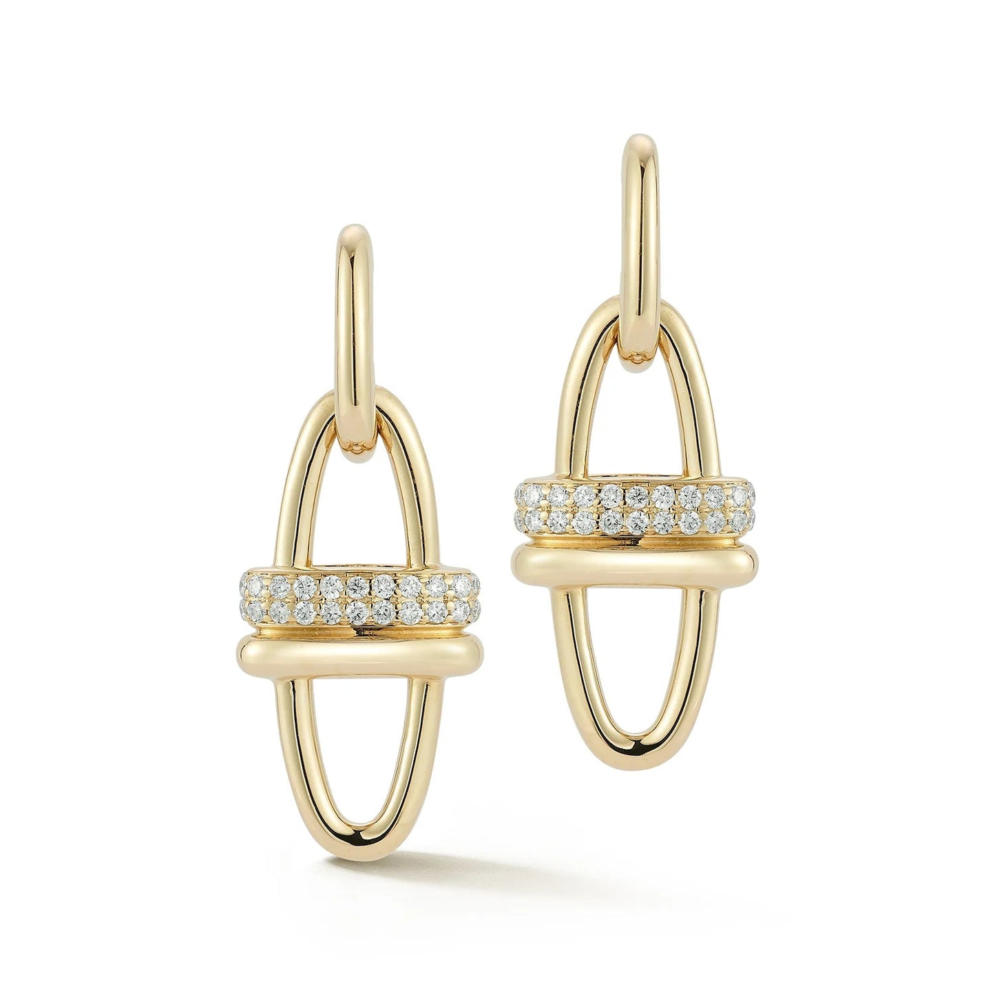 Gold Natural Diamond Pave Double Wrap Paperclip Earrings Carbon House
