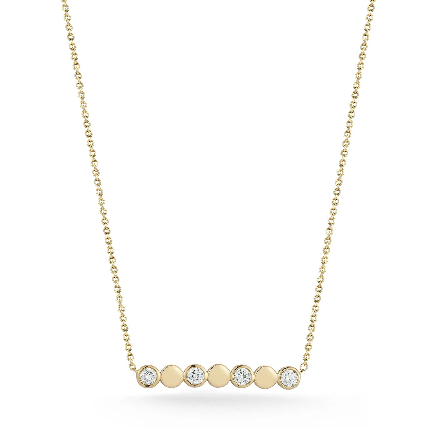 Round Bezel Bar Natural Diamond Necklace Carbon House