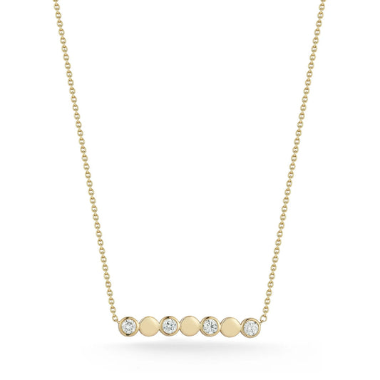 Round Bezel Bar Natural Diamond Necklace Carbon House