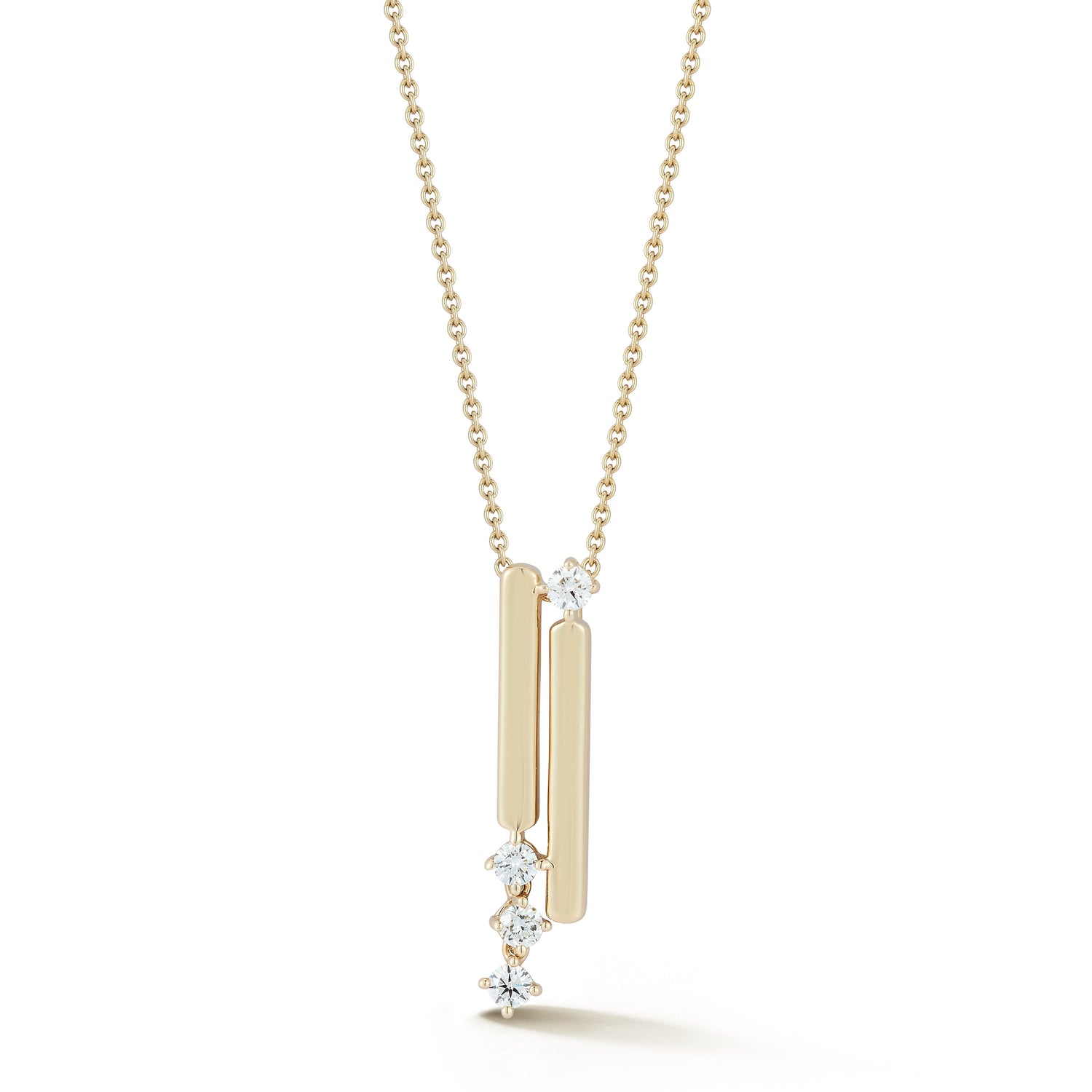 Natural Four Diamond Bar Necklace Carbon House