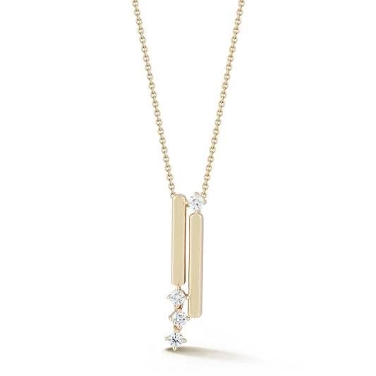 Natural Four Diamond Bar Necklace Carbon House