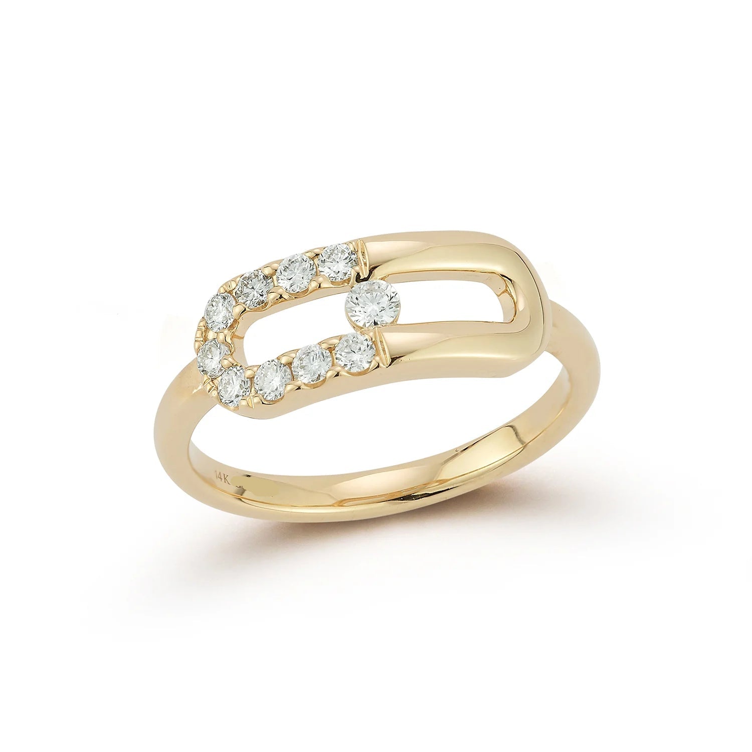Gold Natural Diamond Pave Paperclip Ring Carbon House
