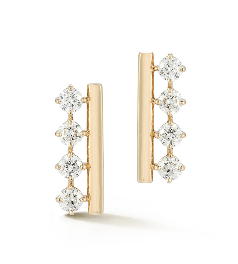 Natural Diamond Bar Earrings Carbon House