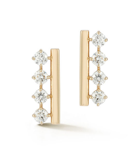 Natural Diamond Bar Earrings Carbon House