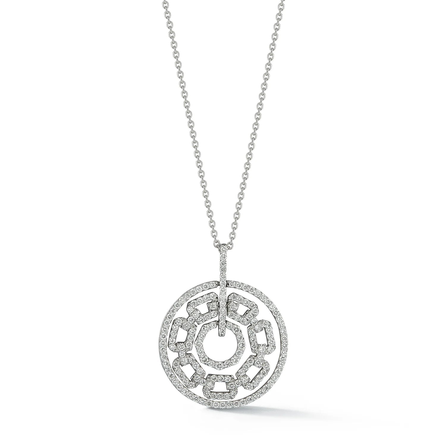 Pave Curb Link Medallion Natural Diamond Necklace Carbon House