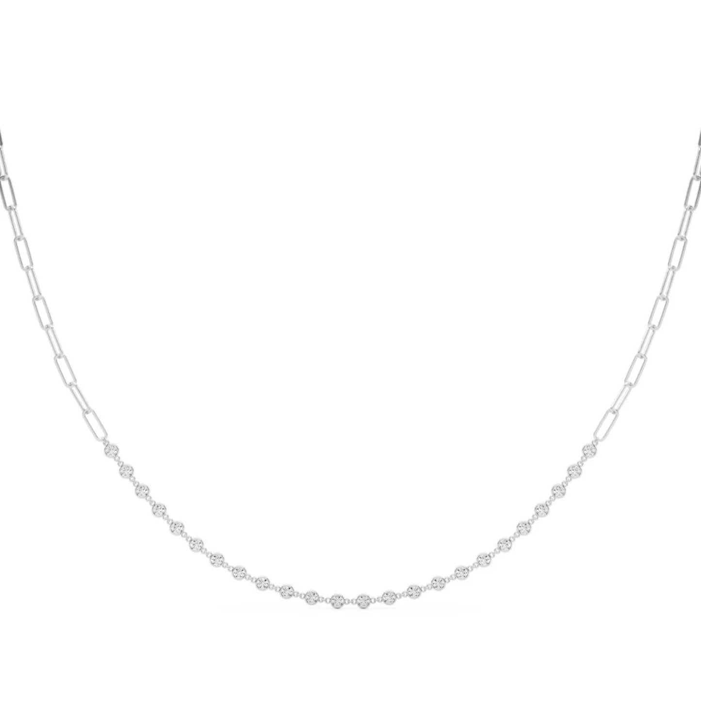 Lab Grown Bezel Diamond & Paperclip Chain Necklace (7/8 ct. tw.)