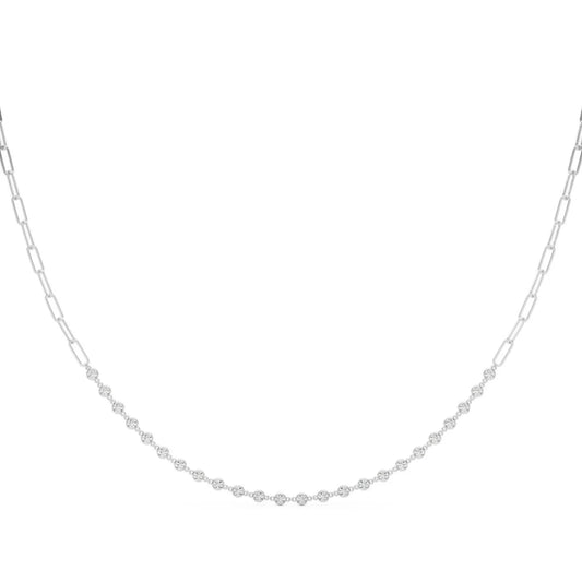 Lab Grown Bezel Diamond & Paperclip Chain Necklace (7/8 ct. tw.)